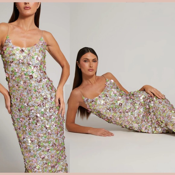 NWT MAC DUGGAL [ 10 ] 6153 Sleeveless Floral Paillette Embellish Mesh Gown S1941 - Picture 2 of 15